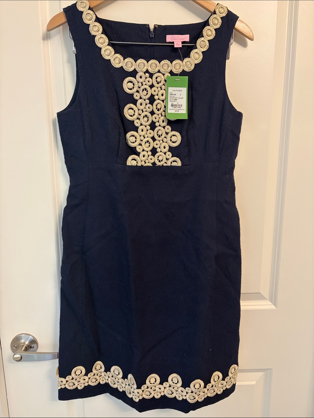 Lilly Pulitzer True Navy Dress with Gold Crochet Trim